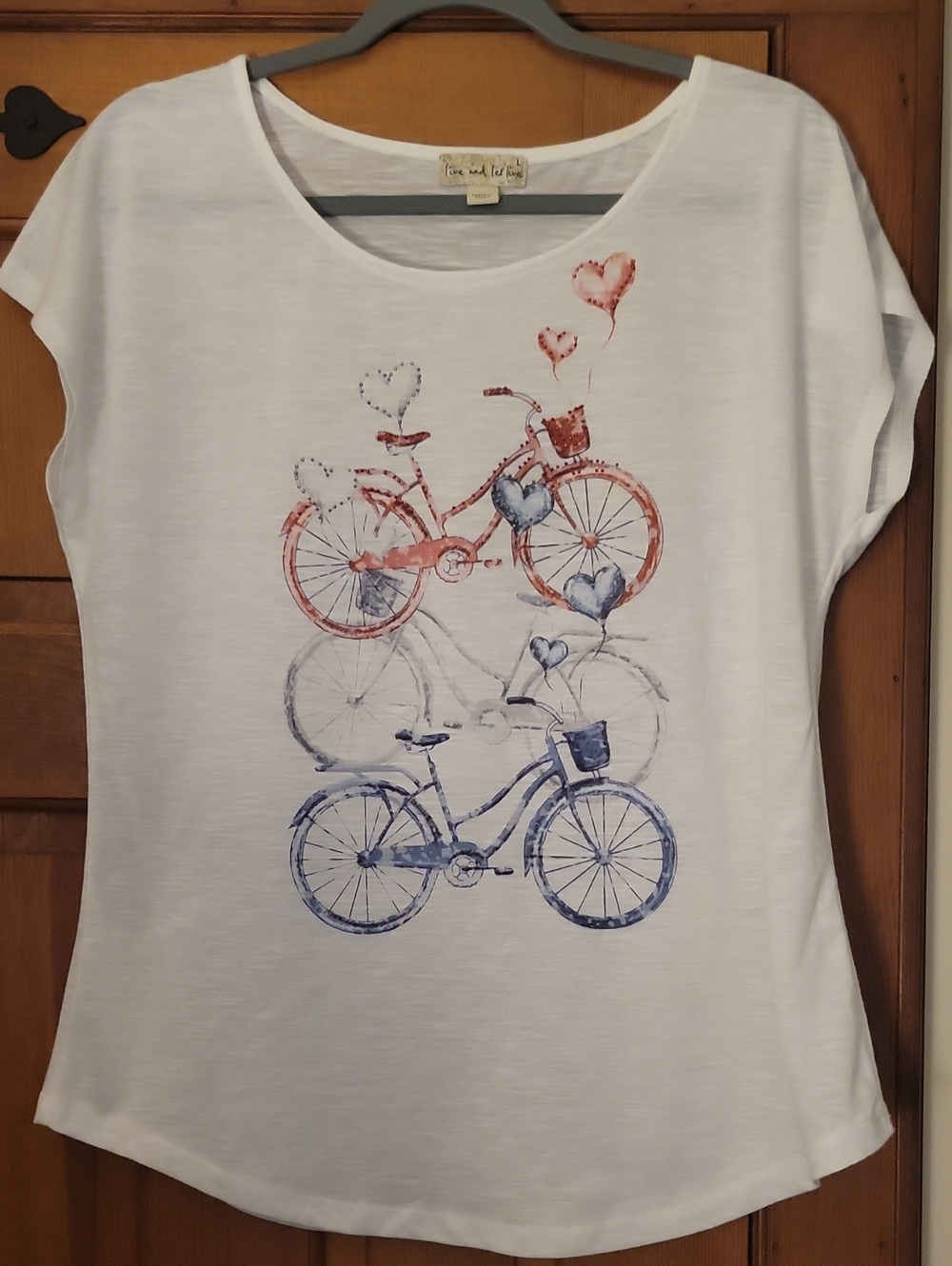 White Graphic Bicycle Love Print Women's Tee